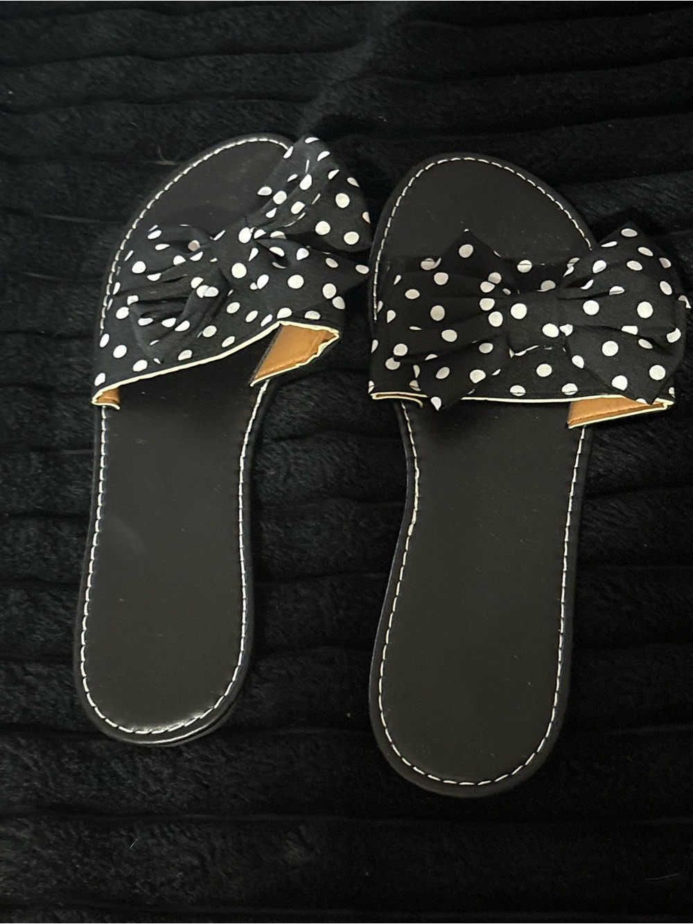 Polka Dot Bow Slide Sandals